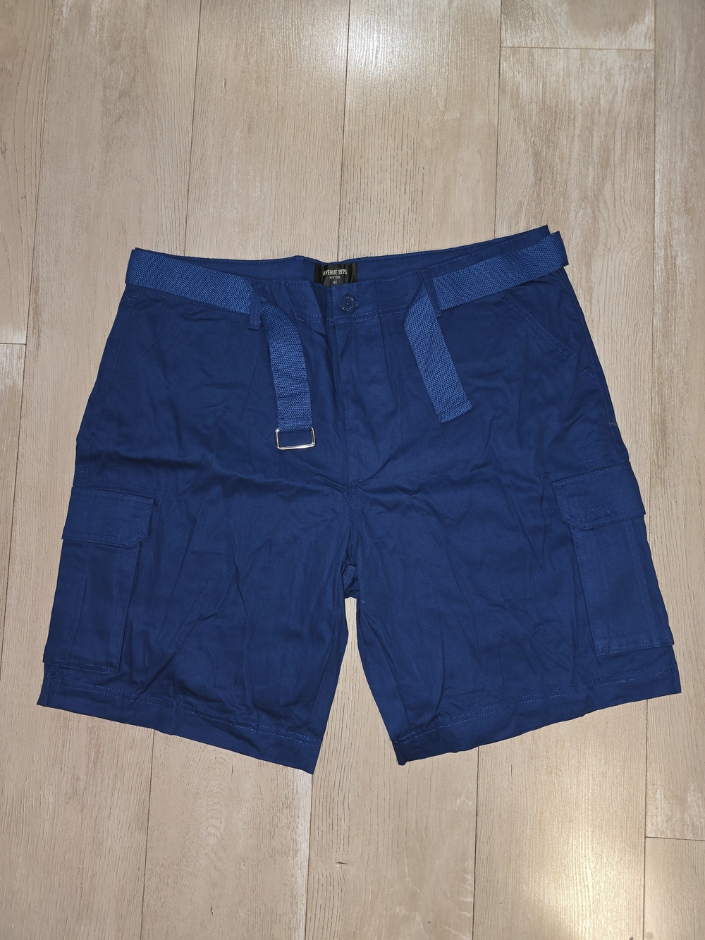 Avenue Men's Navy Cargo Shorts with Web Belt
